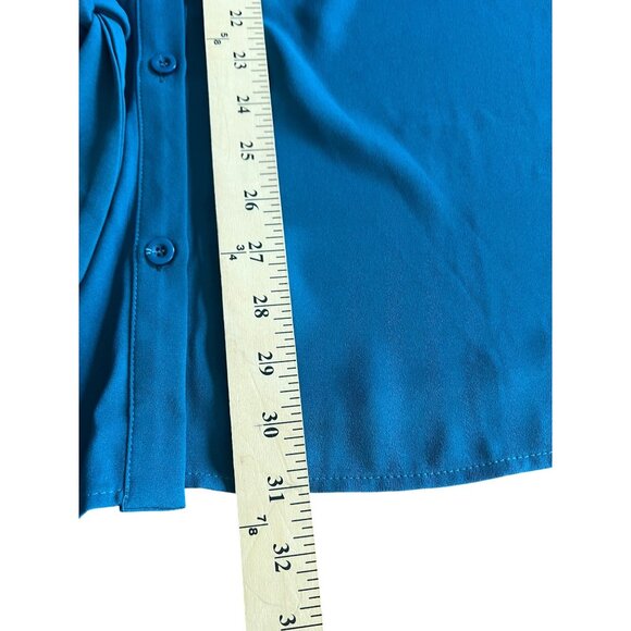 Grace Karin Teal Button-Up Blouse W/ Tie Front & Collared Neckline 2XL - Picture 11 of 16